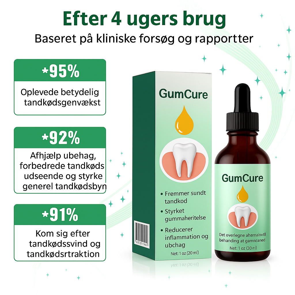 GumCure™ | Gendanner tilbagetrækket tandkød i 93 % af tilfældene inden for 4 dage!